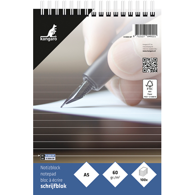 Schrijfblok Kangero A5 5 x 100 vel blank