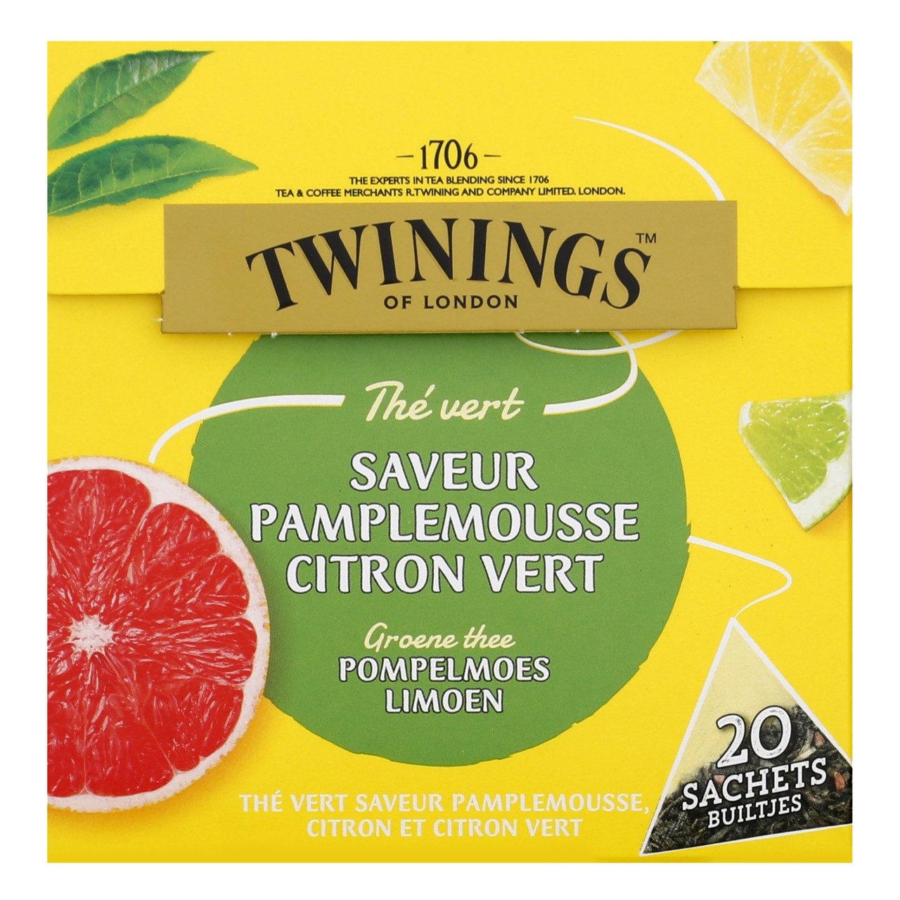 Thee Twinings pompelmoes citroen limoen 20 zakjes