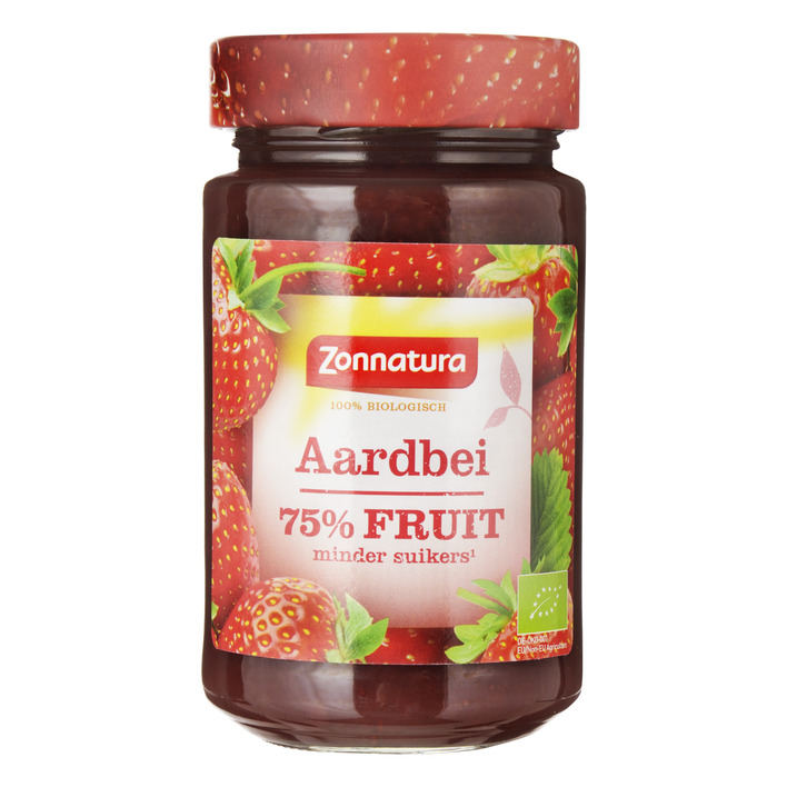 Aardbeienjam Zonnatura fruitspread 250gram