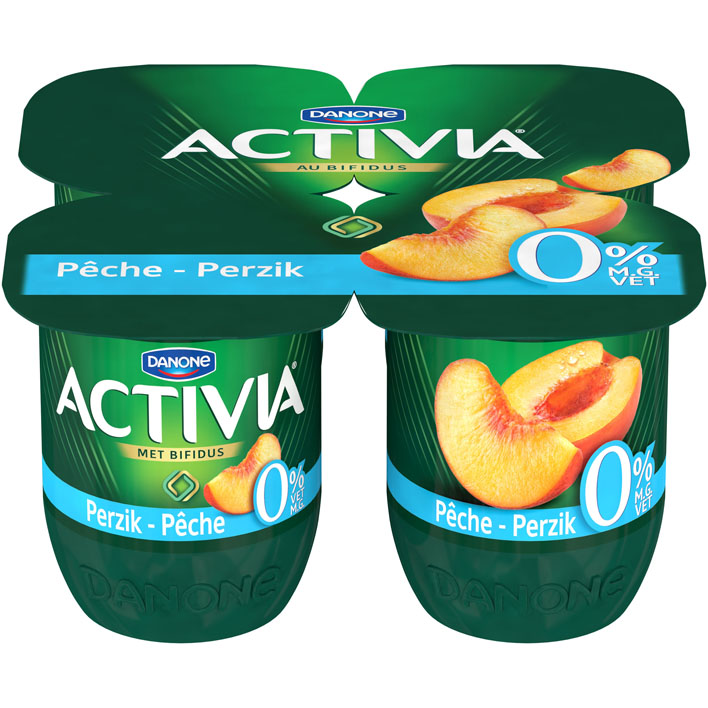 Activia yoghurt perzik 0% 4 x 125 gram