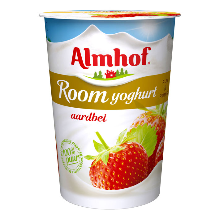 Almhof halfvolle yoghurt aardbei 500ml
