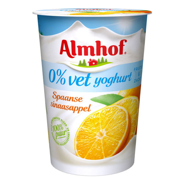 Almhof yoghurt Spaanse 0% vet sinaasappel 500ml