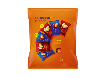 Chips G'woon minizakjes paprika & naturel 15 zakjes