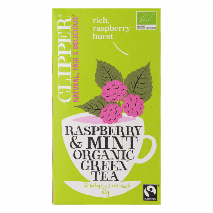 Clipper  raspberry & mint organic green tea pakje