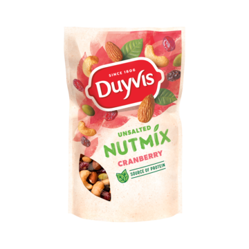 Duyvis unsalted nutmix cranberry 125 gram