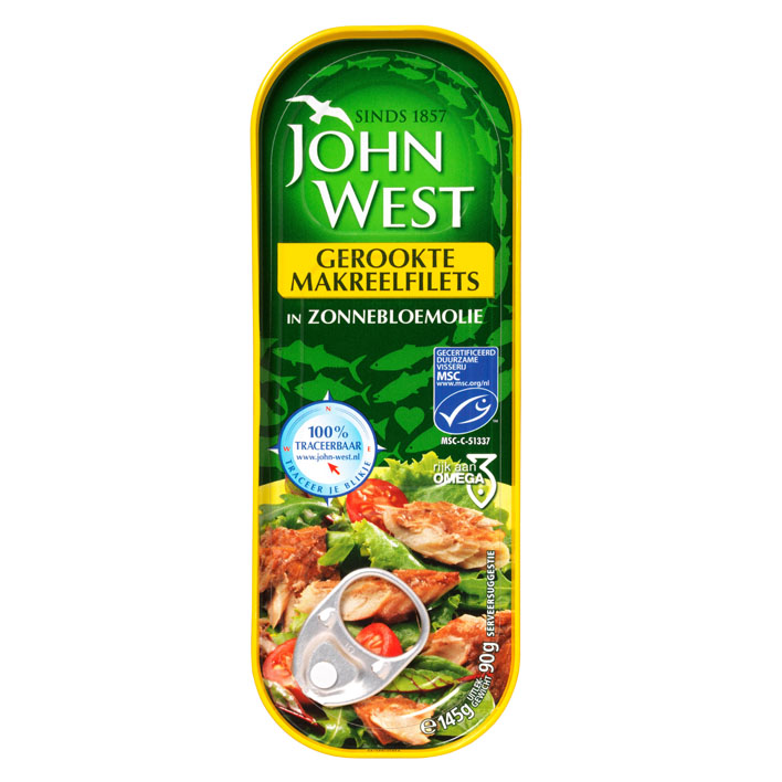 Gerookte makreel filets John West 145 gram