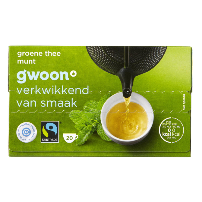 Groene thee puur G'woon pak 20 x 2 gram