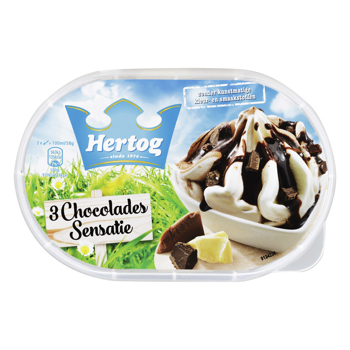 IJs Hertog 3 chocolade ijs 875ml