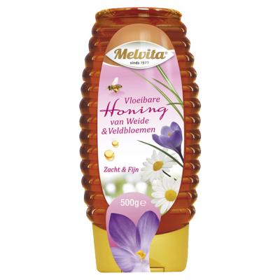 Honing Melvita weide en veldbloemen vloeibaar knijpflacon 500 ml