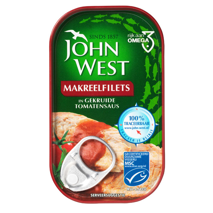 John West Makreelfilet in tomatensaus in blik