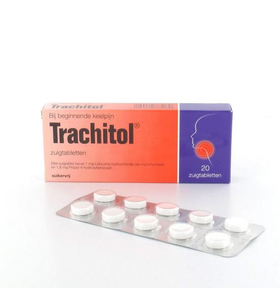 Trachitol zuigtabletten bij beginnende keelpijn 20 tabletten maximaal 1 per klant