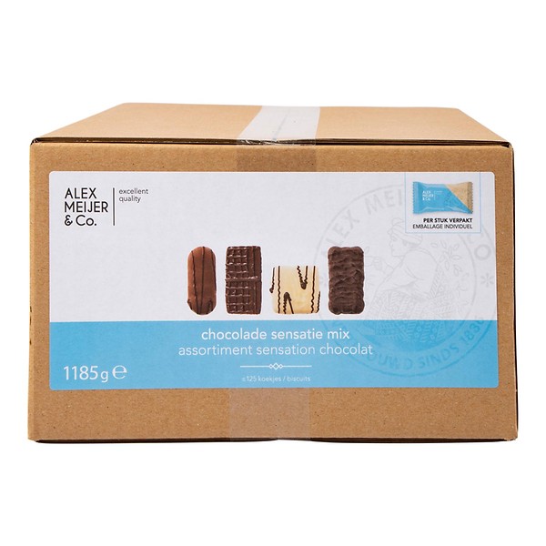 Koek chocolade mix  Alex Meijer doos 125 stuks verpakt