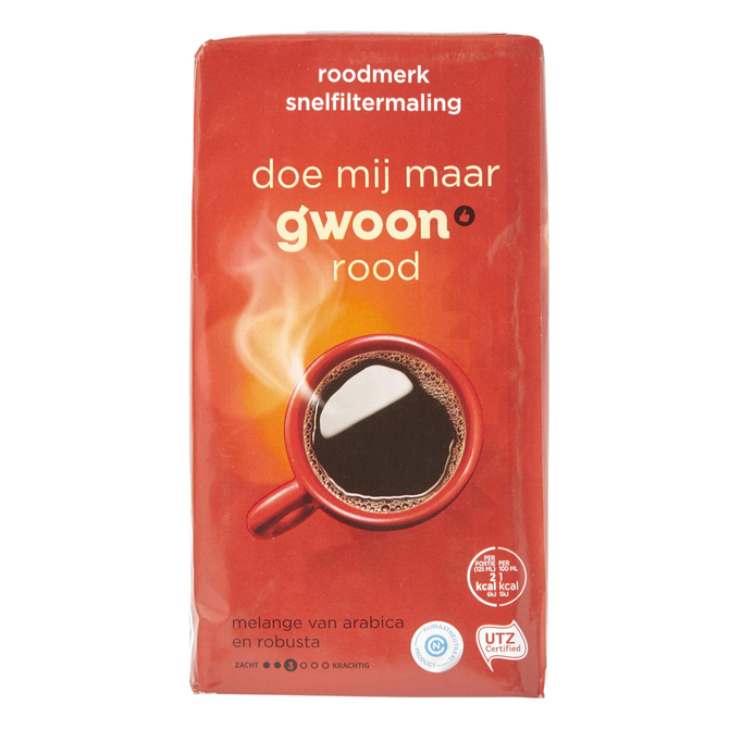 Koffie G'woon snelfilter rood 500 gram