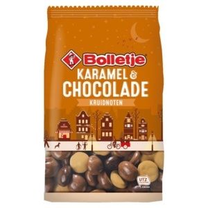 Kruidnootjes met chocolade & karamel  Bolletje 250 gram