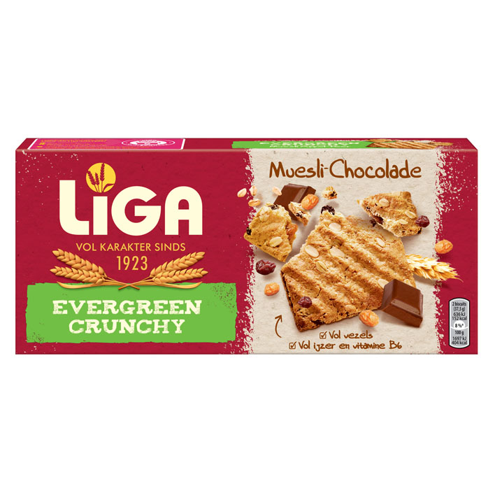 Liga Evergreen Crunchy muesli chocolade 225 gram