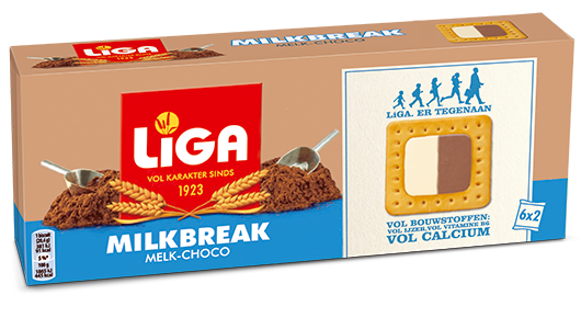 Liga milkbreak chocolade melk 6x2biscuits 245 gram