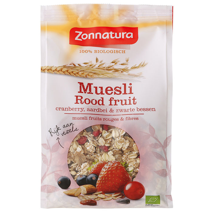 Muesli rood fruit Zonnatura 375 gram