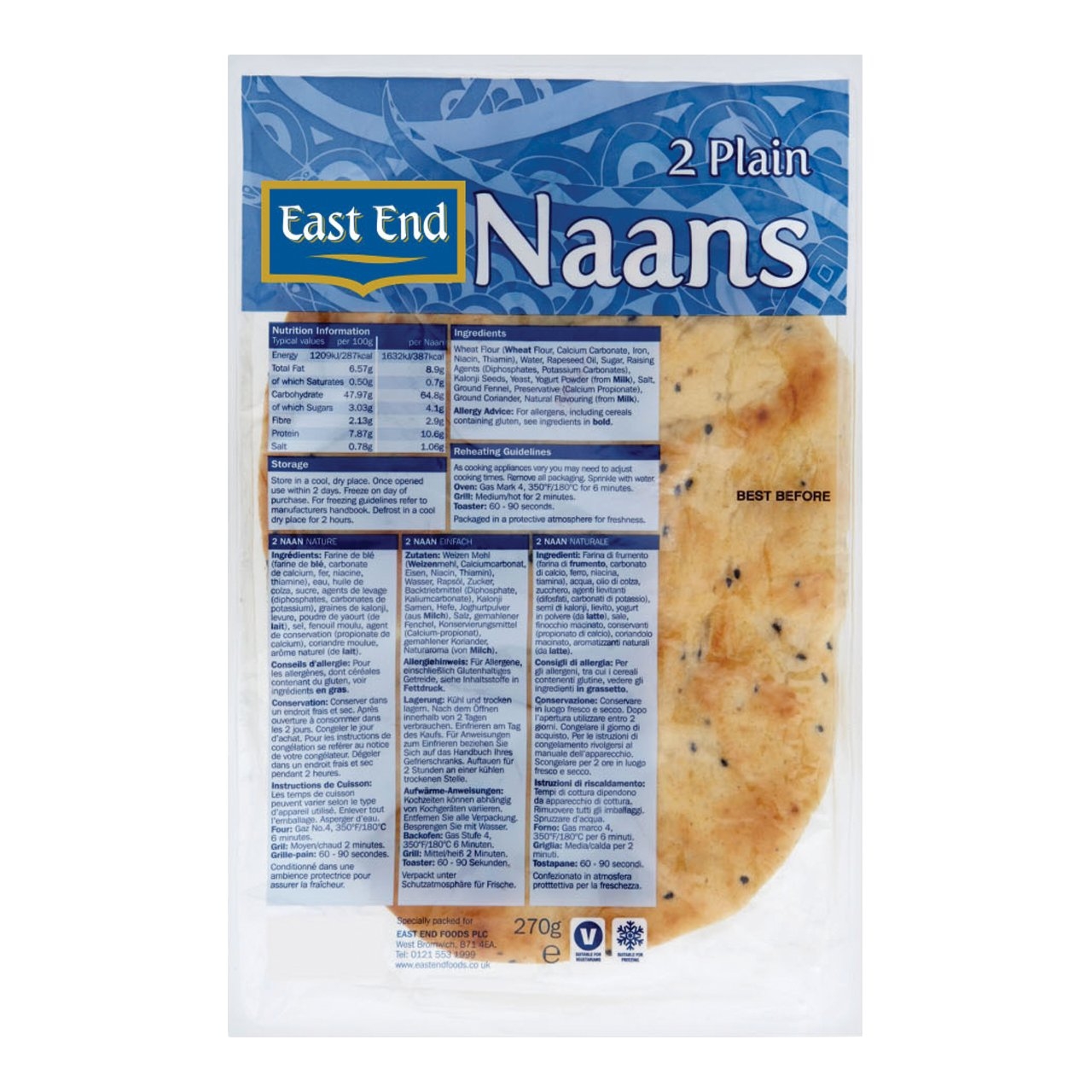 Naanbrood naturel East End 260 gram