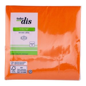 Servetten Take dis 2 laags oranje 33 x 33 cm 125 stuks