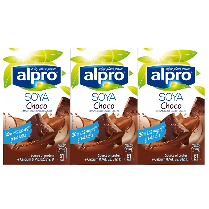 Soja melk Alpro chocolade drinkpakjes 3x0,25L