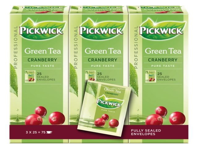 Thee Pickwick Groene thee cranberry  3 x 25 x 2 gram