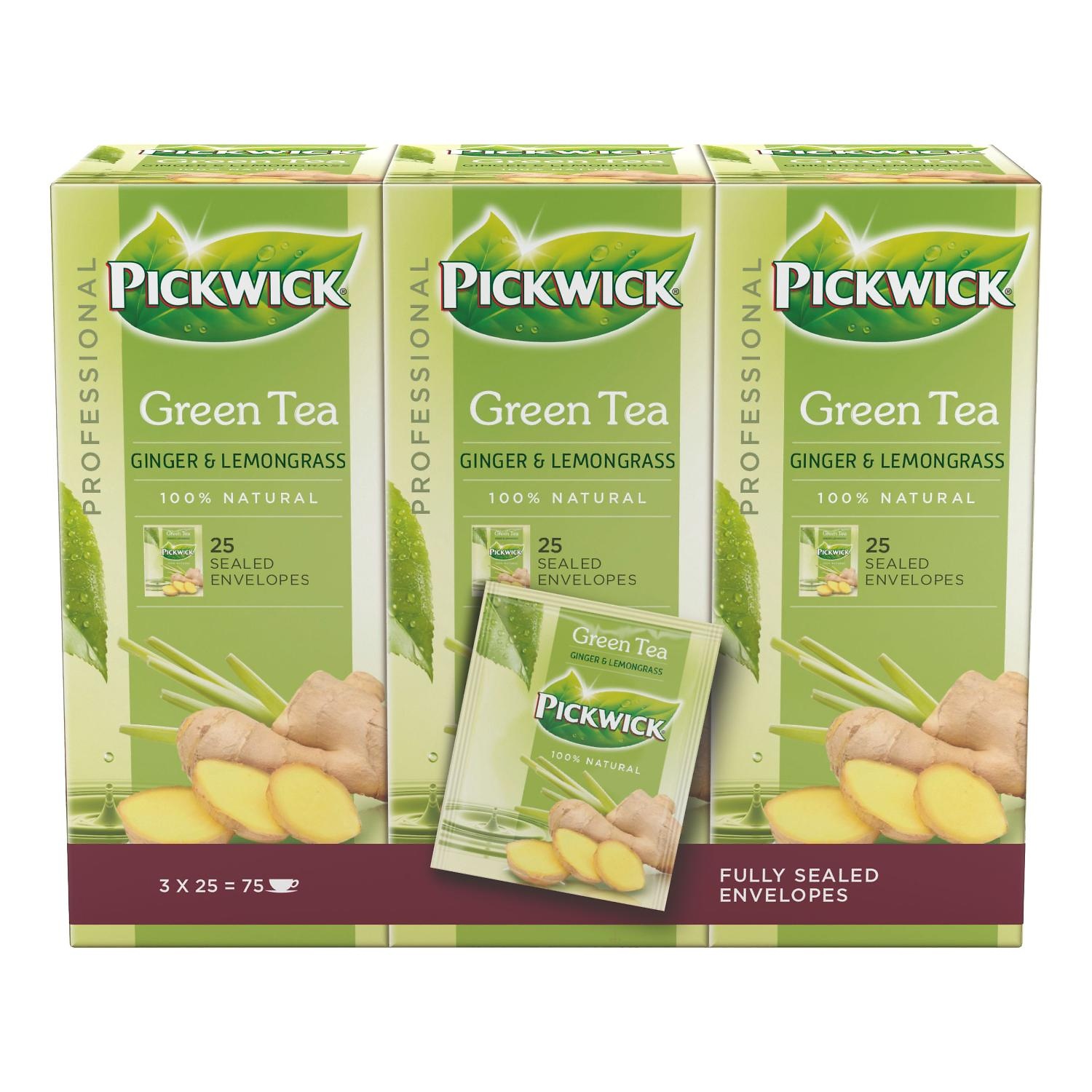 Thee Pickwick groene thee gember & citroengras 3 x 25 x 2 gram