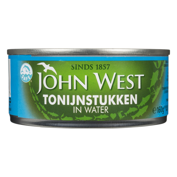 Tonijnstukken in water John West 160 gram