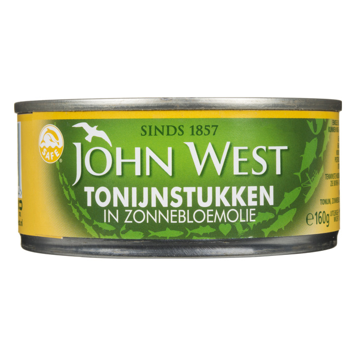 Tonijnstukken in zonnebloemolie John West 165 gram