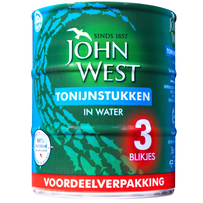 Tonijnstukken John West in water 435 gram