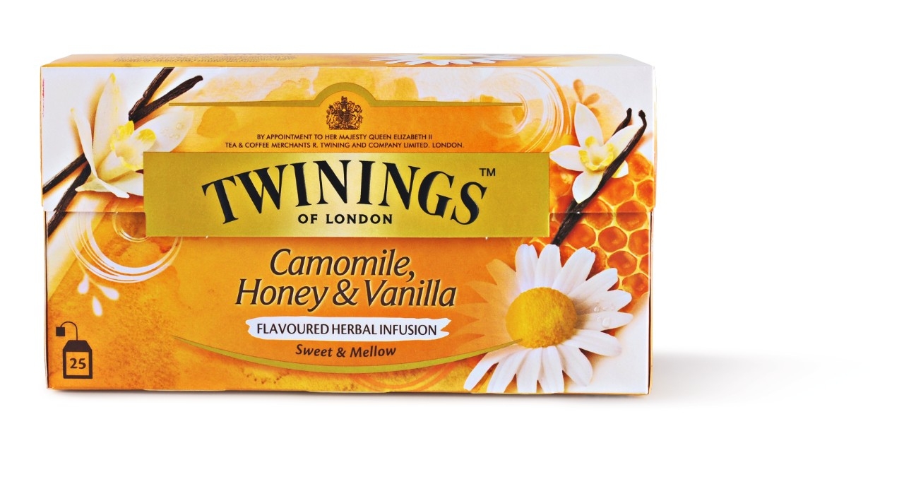 Twinings groene thee camille , honing en vanille pakje 25 zakjes