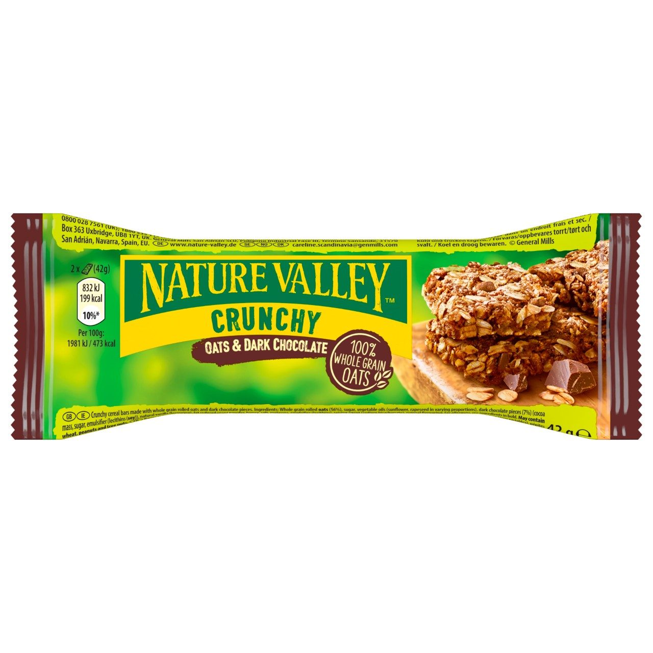 Nature Valley Graanreep crunchy haver en pure chocolade 18 stuks x 42 gram